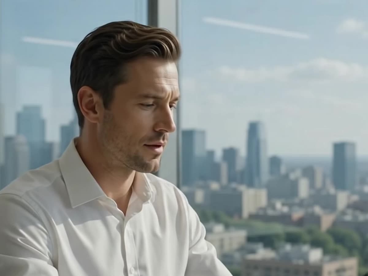 Jake reading his mother's daily care summary from his office