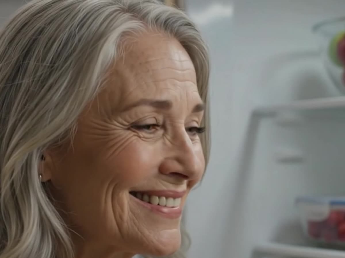 Grace choosing food from her fridge, following her doctor's meal plan